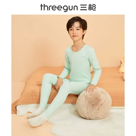 三枪儿童保暖内衣套装抗菌长绒棉圆领内衣套男童保暖套装图片