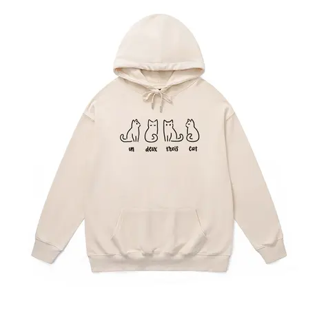四只猫猫印花帽衫奶呼呼情侣款连帽卫衣宽松长袖可爱学院风外套秋商品大图