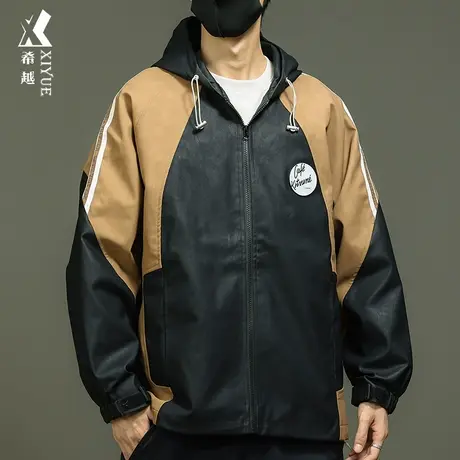希越美式机车连帽皮衣男士夹克秋冬季小众高级感痞帅潮牌ins外套商品大图