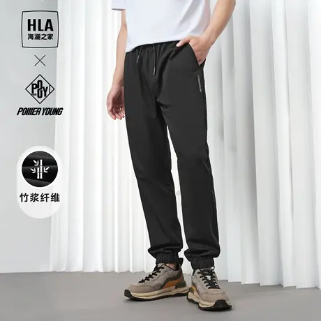 HLA/海澜之家POWER YOUNG系列休闲裤2024春夏新款松紧腰长裤子男商品大图