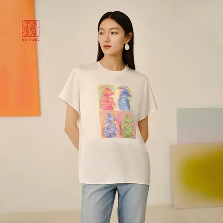 EP雅莹高端系列 三醋酸波普印花圆领短袖T恤 2023新款5301A图片