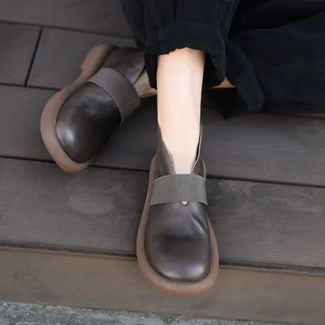 Artmu阿木原创平底靴子女2023新款真皮短靴女春秋单靴一脚蹬踝靴图片