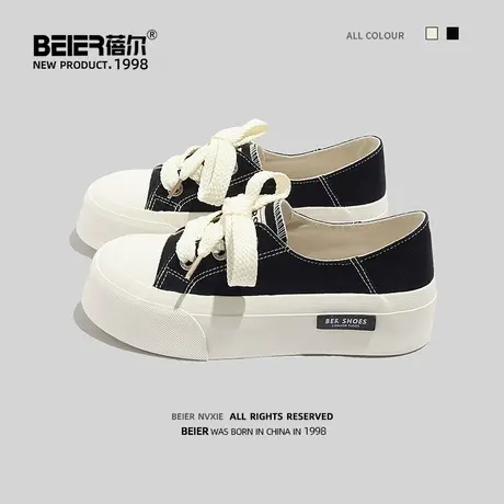 蓓尔帆布鞋女夏季薄款透气浅口布鞋2023新款百搭原创设计感小白鞋商品大图