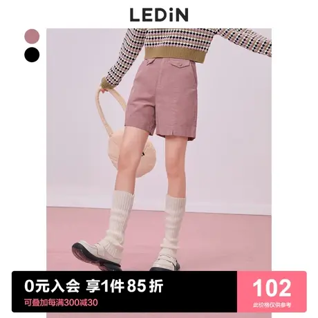 乐町灯芯绒中裤2022秋季新品五分裤子纯棉短裤女休闲裤粉色小个子图片