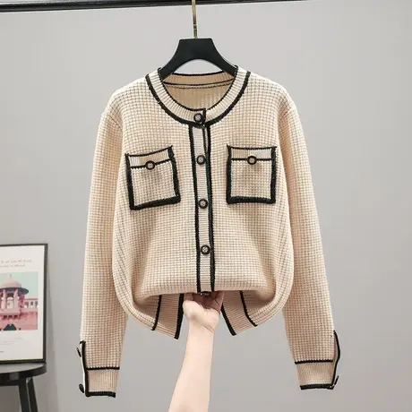 2023春季新款女士毛衣圆领小香风针织衫外套长袖宽松开衫女士上衣商品大图