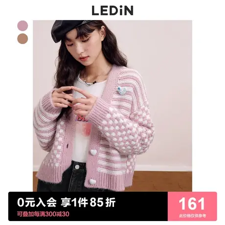 乐町温柔条纹毛衣开衫女2023早春新款短款内搭上衣外套针织开衫图片