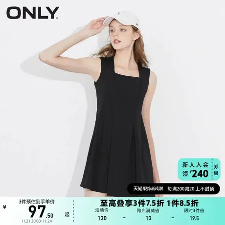 ONLY奥莱夏季方领收腰无袖纯色吊带短款连衣裙女图片