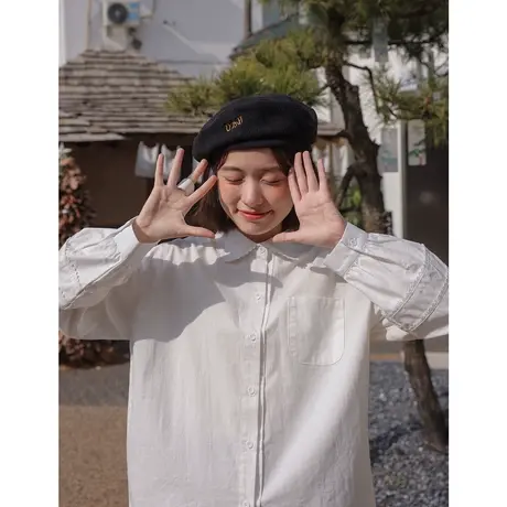 【7折清仓】衬衫女2022新款小个子宽松小众设计感温柔风甜美商品大图