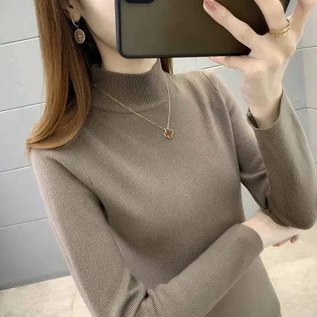 半高领毛衣2023年新款女外穿修身韩版百搭洋气针织打底衫秋冬内搭商品大图