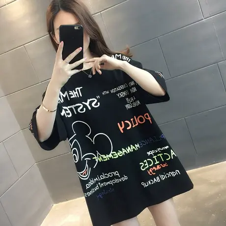 纯棉短袖T恤女装宽松2024年新款春季洋气中长款设计感打底衫爆款商品大图