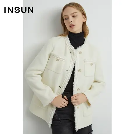 INSUN恩裳线上专选冬季纯羊毛小香风双面呢短外套商品大图