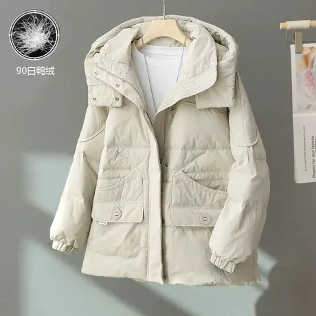 羽绒服女冬中长款2023年新款韩版连帽加厚白鸭绒保暖外套显瘦女装图片
