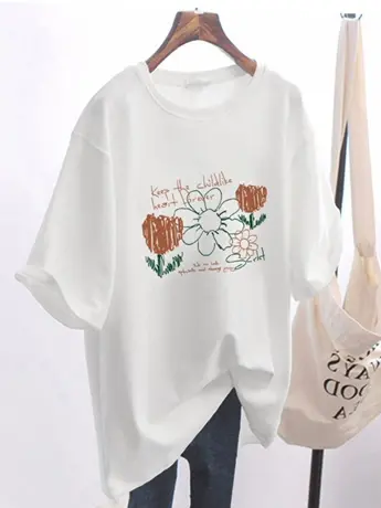 国潮仿棉短袖t恤女夏季2023新款复古港味chic正肩女装上衣服ins潮商品大图