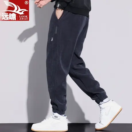 秋季博澳绒休闲裤男2023新款潮牌束脚哈伦工装运动雪尼尔卫裤子男商品大图