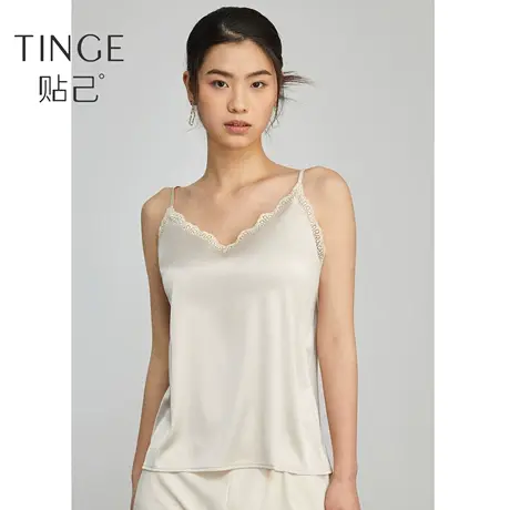 TINGE吊带背心女夏内搭缎面西装蕾丝设计感小众夏季宽松性感上衣图片