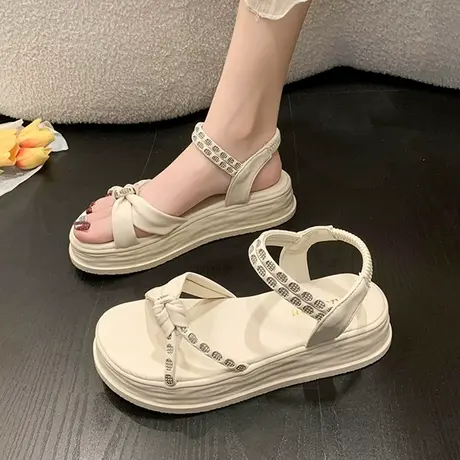 凉鞋女夏季2023年新款网红超火女款软底凉拖鞋时尚外穿厚底罗马鞋图片