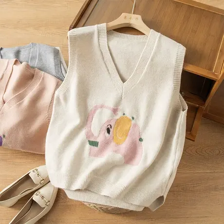 享永子针织马夹女背心文艺复古宽松百搭毛衣马甲春秋上衣2023新款图片