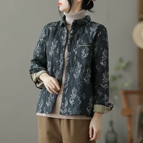 dza 复古翻领加厚加棉棉服女士休闲短款外套冬装新款棉袄百搭棉衣图片