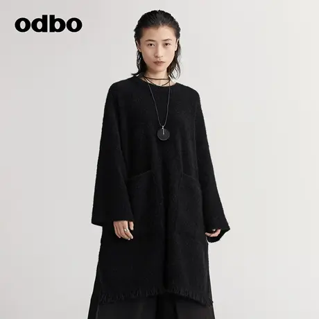 odbo/欧迪比欧原创设计休闲长款毛衫女装秋季2023新款流行针织衫图片