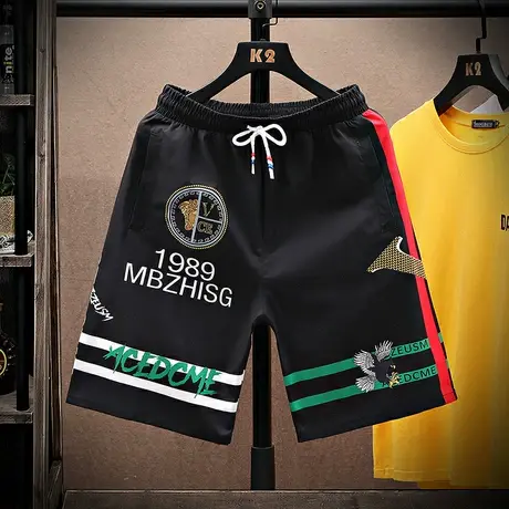 冰丝短裤男夏季胖子大裤衩休闲运动五分裤直筒大码沙滩裤夏天裤子商品大图