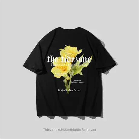 Ohlyah哥特高街花卉印花短袖T恤男女同款潮牌ins小众美潮宽松半袖图片