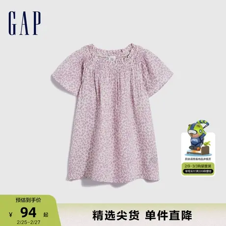 Gap女幼童夏季新款小清新花边袖衬衫儿童装印花休闲上衣670578商品大图