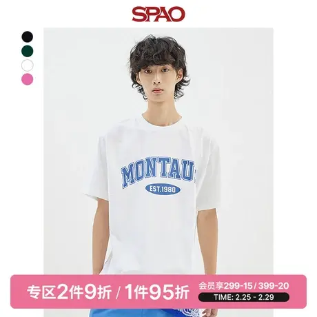SPAO韩国同款春季字母印花时尚男女同款短袖T恤SPRPD37C04商品大图