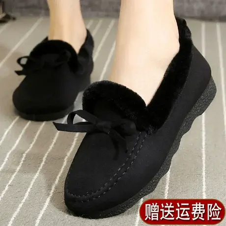 豆豆鞋女冬加绒2023年新款妈妈鞋秋冬老北京布鞋棉靴毛毛外穿棉鞋商品大图