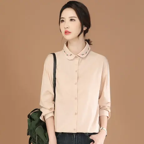 韩潮袭人高级感刺绣休闲长袖衬衣女士2023秋装新款衬衫设计感小众商品大图