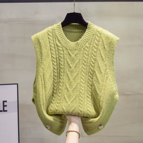 圆领针织马甲背心女2023秋装新款宽松外穿马夹短款叠穿毛衣坎肩潮图片