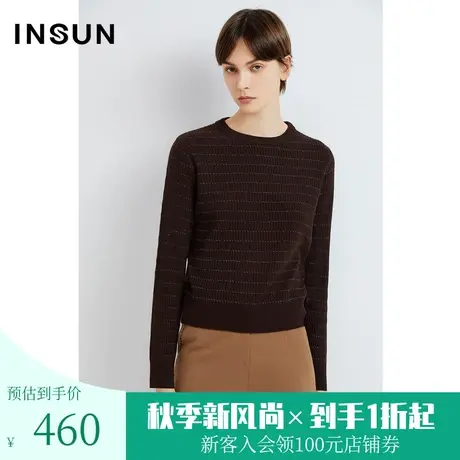 恩裳2022冬季时尚双层圆领吸睛金葱宽松绵羊毛毛织衫商品大图