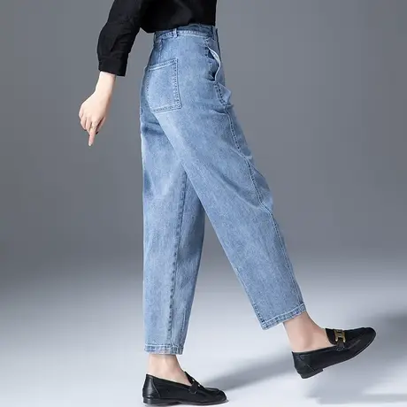 高腰老爹牛仔裤女2023年新款大码女裤宽松灯笼裤九分萝卜裤哈伦裤图片