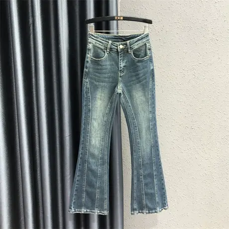 微喇牛仔裤女2023年秋季新款设计感紧身弹力显瘦高腰喇叭裤长裤潮商品大图