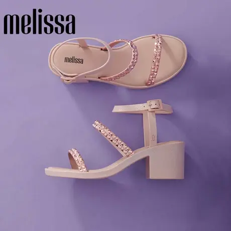 Melissa梅丽莎时尚双闪带细钻女士高跟果冻凉鞋33824商品大图
