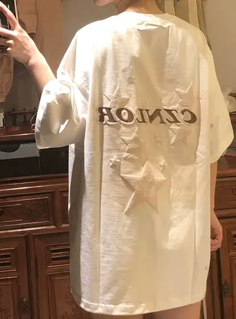 纯棉设计感发泡印花短袖t恤女夏季潮牌宽松oversize半袖上衣体恤图片