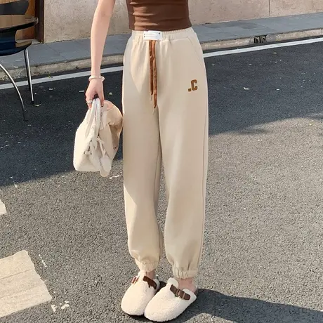 日系运动休闲裤子女春夏季薄款2023新款宽松高腰显瘦哈伦束脚卫裤图片