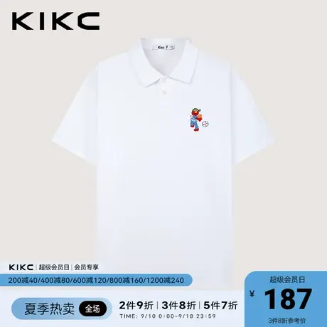 kikcpolo衫男2023春夏新款商场同款卡通刺绣减龄宽松休闲重磅短袖图片