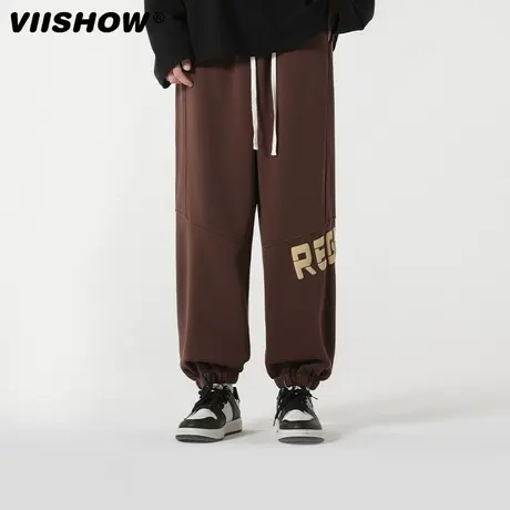 VIISHOW裤子男2023新款潮牌宽松运动裤简约休闲长裤春秋束脚卫裤商品大图