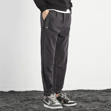 加绒裤子男秋冬季新款男士修身灯芯绒潮流束脚裤休闲裤运动裤直筒图片