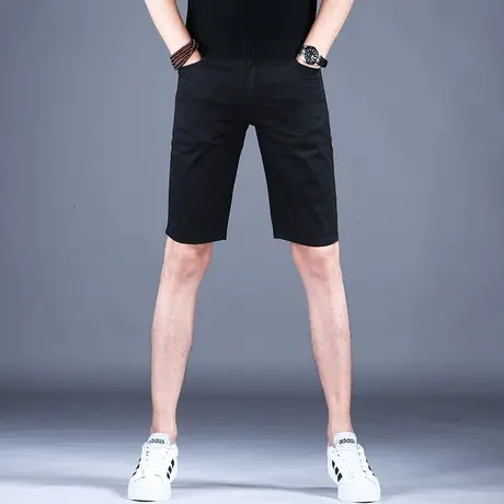 男士黑色五分牛仔短裤男款中裤2023新款秋款潮流裤子弹力百搭潮流商品大图