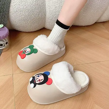 防水棉拖鞋女冬季新款室内家居厚底保暖可拆卸家用棉鞋女冬天外穿商品大图