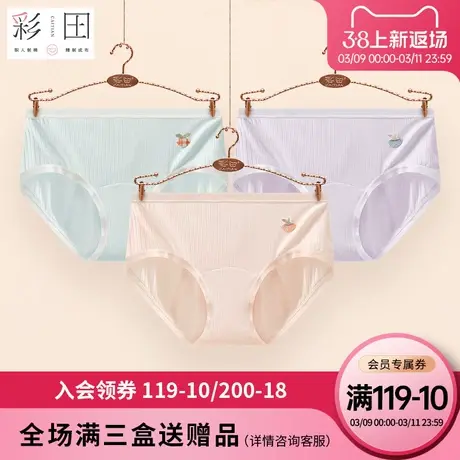 彩田女士正品莫代尔新款防侧漏柔软亲肤透气水果挂饰双层裆生理裤图片