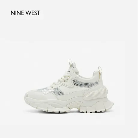 Nine West/玖熙厚底水钻系带休闲鞋冬新款透气时尚松糕老爹鞋女商品大图