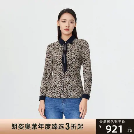 朗姿 印花衬衫简约飘带领职业女式衬衫线下商场同款商品大图
