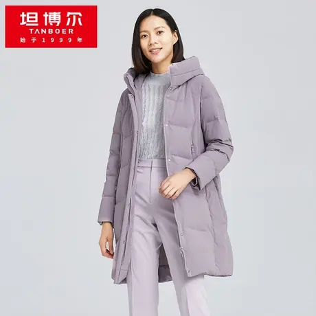 【商场同款】坦博尔羽绒服女中长款连帽外套冬TB211690断码清仓商品大图