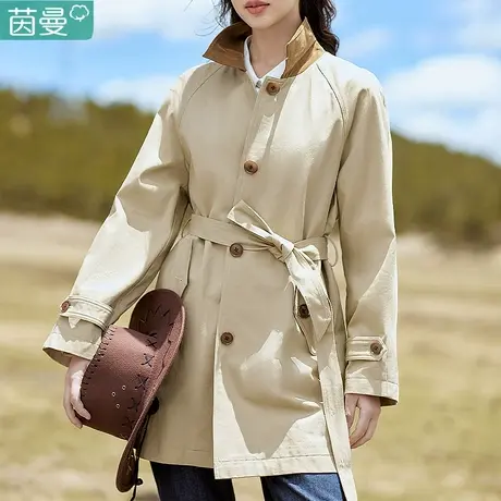 茵曼官方旗舰店英伦风中长款风衣外套女装2023新款上衣春秋季高档图片