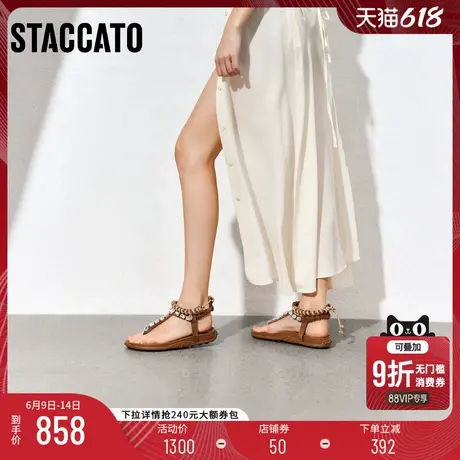 思加图2025夏季新款时尚夹脚人字拖厚底沙滩凉鞋女凉鞋H6050BL5商品大图