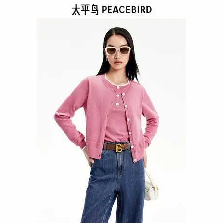 【商场同款】太平鸟女装秋季假两件套头衫A1EEE3553图片