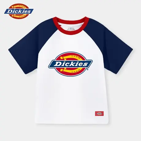 Dickies童装男童短袖t恤儿童纯棉撞色插肩袖半袖男孩拼接体恤夏A图片