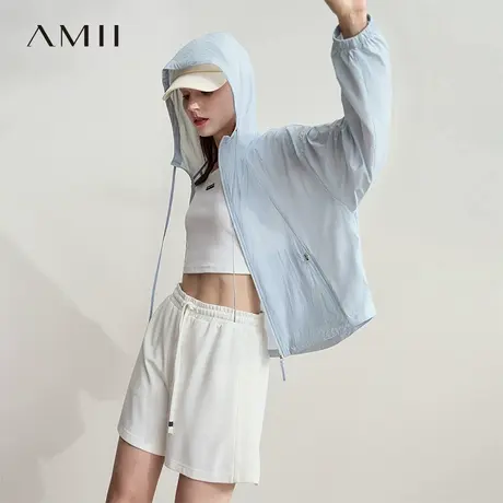 AMII【韩版休闲防晒衣】25秋夏韩版休闲简约舒适连帽外套防晒衣女图片